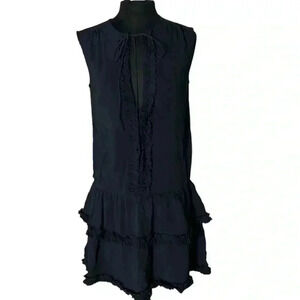 Stella McCartney Tie Neck Tiered Ruffled Sleeveless Mini Dress Size 40